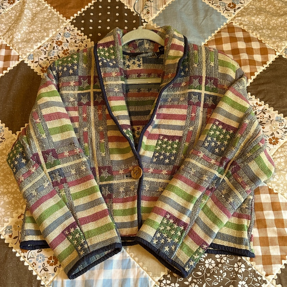 Vintage 100% cotton American flag blazer